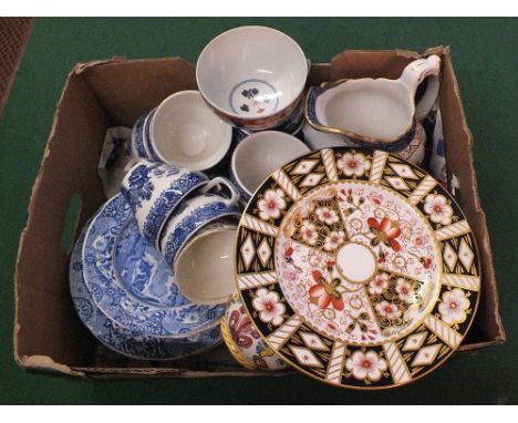 Various Copeland Spode and other china including Royal Crown Derby plate plus a 19th Century Imari bowl