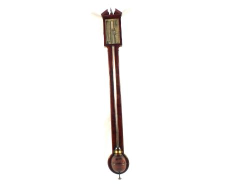 A Mahogany Georgian stick barometer, face marked Hickman of Oxford