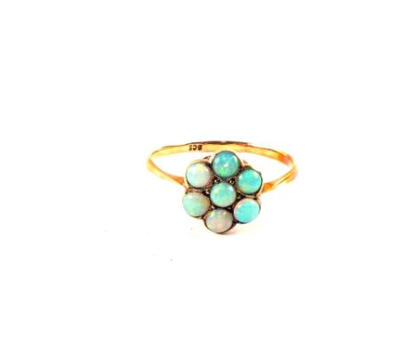 A 9ct Gold Opal set cluster ring, size M