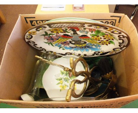 A Royal Worcester Herbs cake plate plus other china and brassware