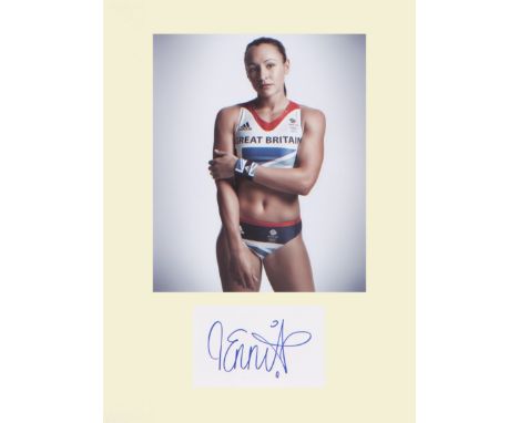 Jessica Ennis Signature mounted with 10x8 portrait. Professionally mounted to 16"x12". Good Condition. We combine postage on 