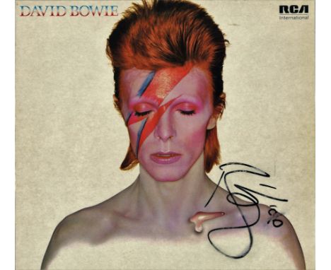 David Bowie signed to front of Aladdin Sane 33rmp record, some light smudging to date'96 and bottom of B. still rare item. Re