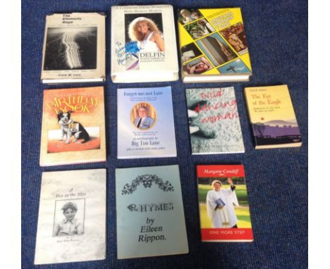 Book collection. Includes 9 printed and 1 audio cassette book. All signed. Titles included are Forget-me-not lane, One more s