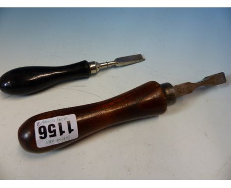 2 VINTAGE GUNSMITHS TOOLS WITH WOOD HANDLES.