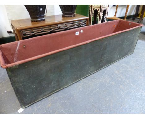 A RECTANGULAR COPPER TROUGH.   W 112 x D 26 x H 30cms.