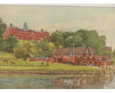 AFTER KEN HOWARD (b. 1932).  ARR.  SHREWSBURY SCHOOL, LIMITED EDITION COLOUR PRINT.  27 x 41cms.