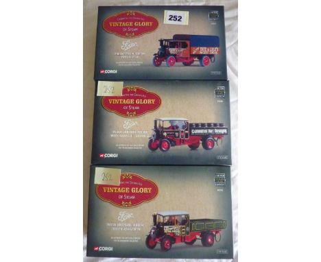 CORGI VINTAGE GLORY 3 BOXED MODELS 80201 FODEN STEAM WAGON, 80206 FODEN DROPSIDE STEAM LORRY, 80203 FODEN STEAM LORRY ASHWORT