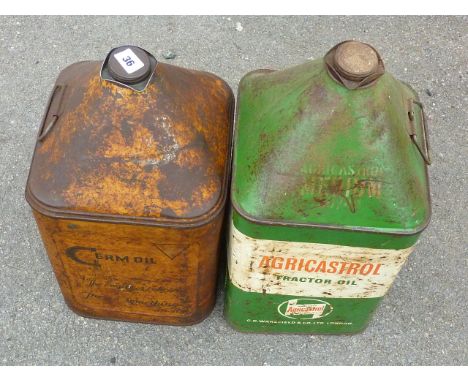 CASTROL AGRICASTROL TRACTOR OIL & CERM OIL PYRAMID CANS