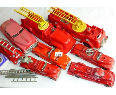 FIRE ENGINE MODEL COLLECTION INC. MARX PLASTIC & CLOCKWORK, OPEN BONNETTED LORRIES, HUBLEY KIDDIE TOY FIRE ENGINE, FUN HO (NZ