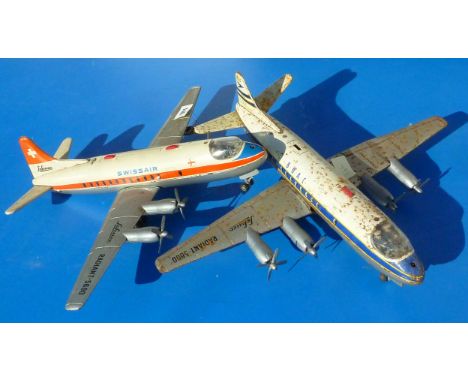 SCHUCO RADIENT -5600 TINPLATE AIRCRAFT, SWISSAIR 1 ENGINE MISSING & A BOAC 4 ENGINED AEROPLANE