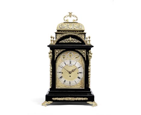 An impressive late 19th Century gilt metal mounted ebonised quarter chiming table clock with interesting historyHaseldine, 36