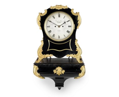 A good mid 19th century gilt brass-mounted ebonised bracket clock with original wall bracketCharles Pace, No. 484 The waisted