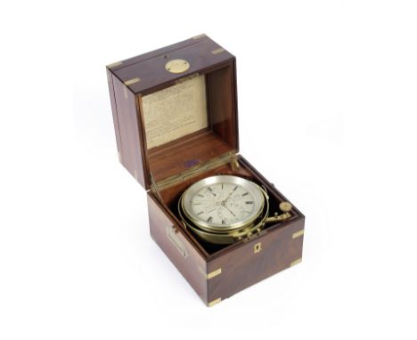 An early 20th century eight day brass-bound mahogany marine chronometerDent, Maker to the KING, 61 STRAND &amp; 4 ROYAL EXCHA