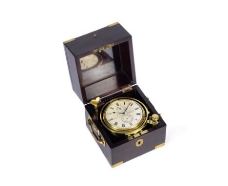 A small second quarter of the 19th century two day mahogany marine chronometerR.W.Cousens, Commercial Road, London, No.156.Th