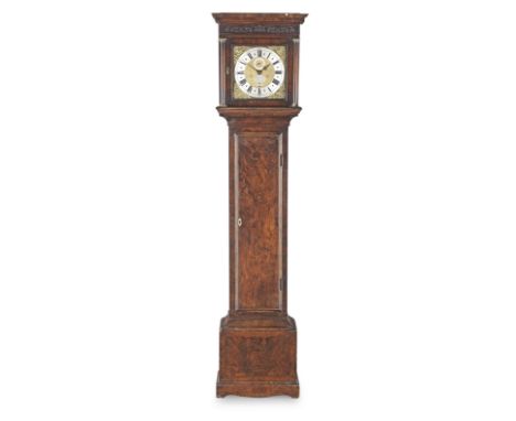 A good early 18th century numbered 8-day burr walnut longcase clockGeorge Graham, London  No.588, c.1717The flat-topped hood 