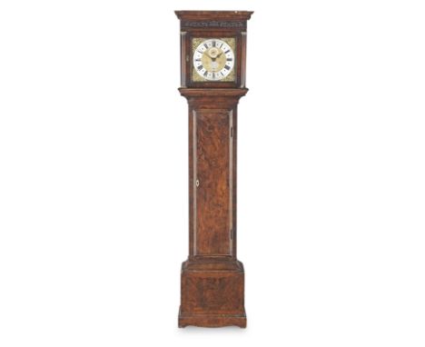 A good early 18th century numbered 8-day burr walnut longcase clockGeorge Graham, London  No.588, c.1717The flat-topped hood 