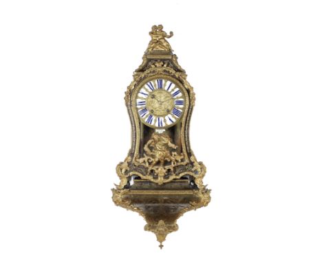 An impressive second quarter of the 18th century French tortoiseshell boulle inlaid bracket clock with original bracketBrezag