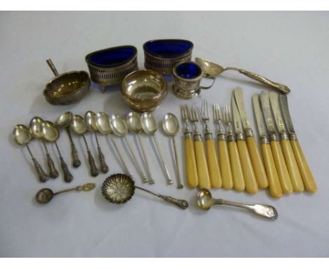 A quantity of silver to include condiments and flatware