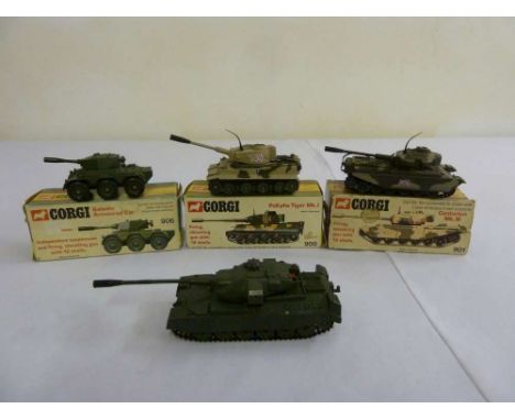 Corgi Tanks (4) - 901 Centurion MK III good plus in poor box, 900 Tiger good plus in good plus box, 906 Saladin good plus in 