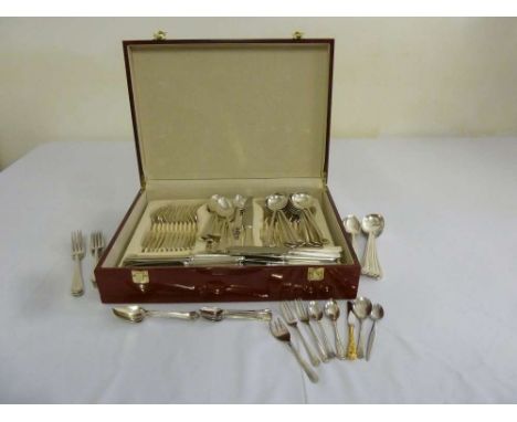 A canteen of silver plated flatware in fitted case
