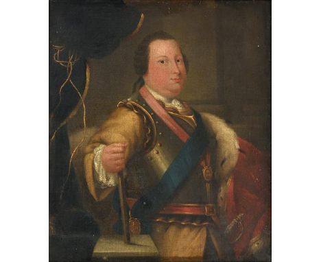British School (18th/19th century) Portrait of William, Duke of Cumberland, half length standing wearing a red and ermine tri