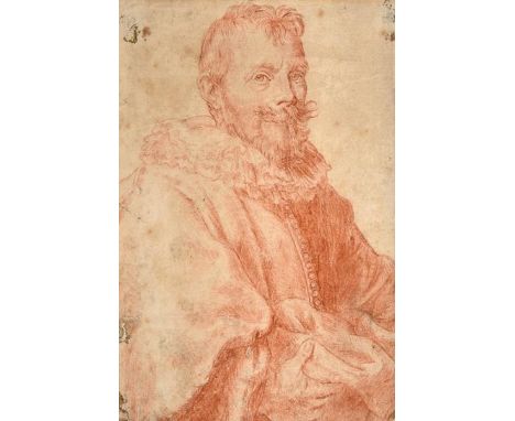 Dutch/Flemish School (17th century)  Portrait of a man wearing a ruff, half length Red chalk on paper laid to card, 19cm by 1