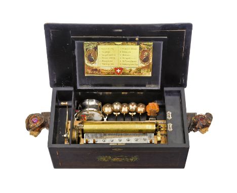Orchester-Walzenspieluhr, um 1890Nr. 22658 und Nr. 7080 (auf dem Geschwindigkeitsregler), wahrscheinlich von Arthur Junod, sp