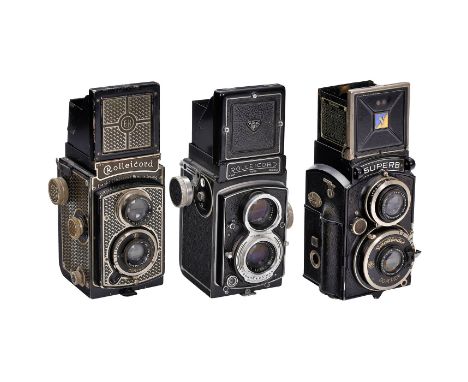 3 deutsche TLR-6x6-Kameras1) Voigtländer, Braunschweig. Superb, Nr. 595938, ab 1936, zweites Modell mit Skopar 3,5/7,5 cm, Fe