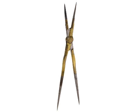Seltener "Goldener Schnitt"-Zirkel, um 1770Reduktionszirkel, Deutschland, mit feststehendem Winkel, Übertragungen im Verhältn