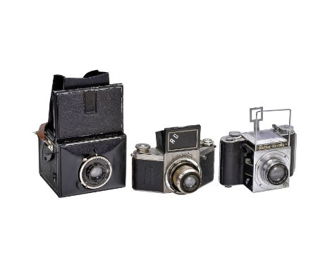 Mentor Compur Reflex, Exakta C und Reflex-Korelle III1) Goltz &amp; Breutmann. Mentor Compur Reflex für 6,5 x 9 cm, Nr. 50831