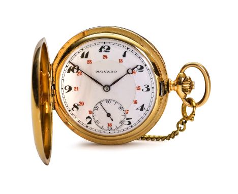 Schweizer 14K-Gold-Taschenuhr von Movado, um 1920Savonette, dreiteiliges massives 14K-Goldgehäuse, 51 mm Durchmesser, Nr. 844