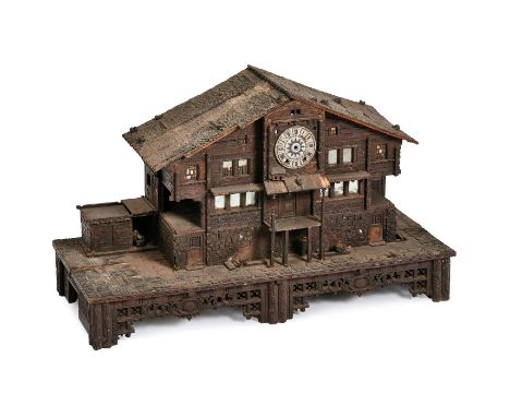 Großes Schweizer Chalet mit Walzenspielwerk, um 1890Walzenspielwerk Nr. 1361927, 12 Melodien, Schlüsselaufzug, zwei Kämme mit