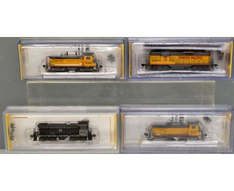 Bachmann N Gauge No 63154 S4 Diesel loco, two No 61651  Nw-2 Switchers, No 62452 GP7 Diesel loco, all boxed