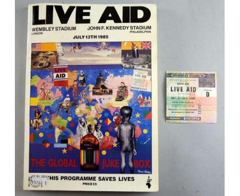 Live Aid Concert, a ticket from the event in 1985 with a Live Aid souvenir programme