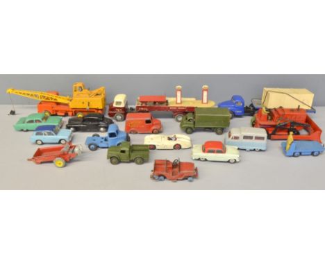 Collection of playworn die cast cars and trucks to include Dinky Toys Mercedes Benz, No 237,Dinky Supertoys  20 Ton Lorry - M