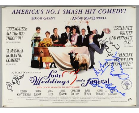 Four Weddings & Love Actually posters signed by Sophie Thompson, Philip Voss, David Haig, Richard Curtis, Bill Nighy & others