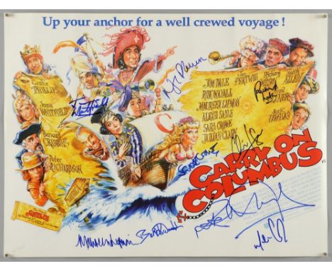 Carry On Columbus poster signed by 9 including Rik Mayall, June Whitefield, Richard Wilson, Nigel Planner, Sara Crowe, Mauree