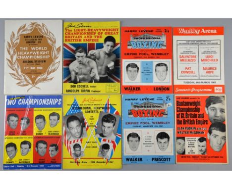 Eight Boxing programmes including 1966, Muhammad Ali v Henry Cooper, programme from the World Heavyweight Championship bout, 