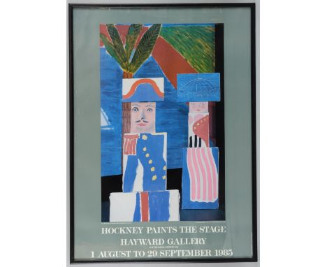 David Hockney, 'Hockney Paints The Stage' exhibition poster for The Hayward Gallery in 1985, framed, 27.5 x 19.5 inches