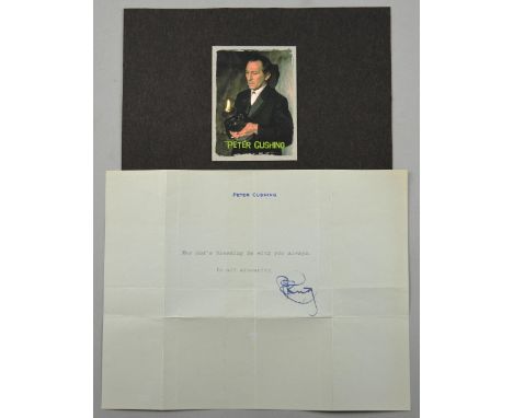 Revised Estimate - Peter Cushing signed letter on headed paper with typed 'May Gods blessing be with you always. In all since