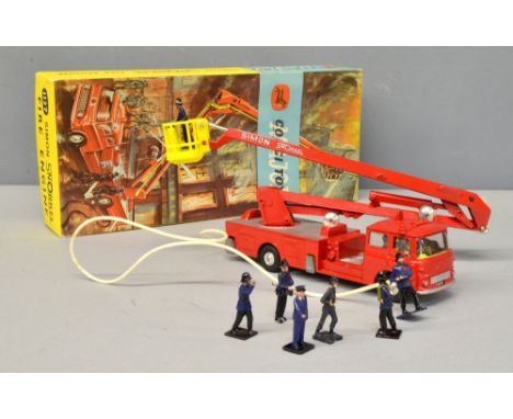 Corgi Major Toys 1127, Simon Snorkel Fire Engine, with seven loose firemen, including hoseman with hose, in original box,