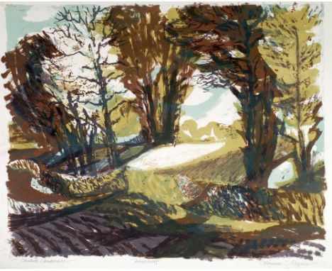 NORMAN C. JAQUES (1926-2014) LITHOGRAPH IN COLOUR 'Cheshire Landscape' Signed, Artist proof 20" x 24" (50.8cm x 60.9cm) toget