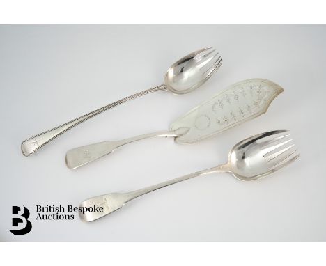 Georgian silver fish slice, London hallmark dated 1805, mm&nbsp;Samuel Godbehere, Edward Wigan &amp; James Boult; large Georg