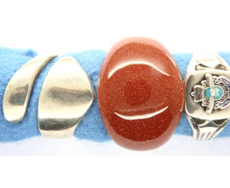 Three 925 silver rings, sizes Q, R and X. P&amp;P Group 1 (£14+VAT for the first lot and £1+VAT for subsequent lots) 
