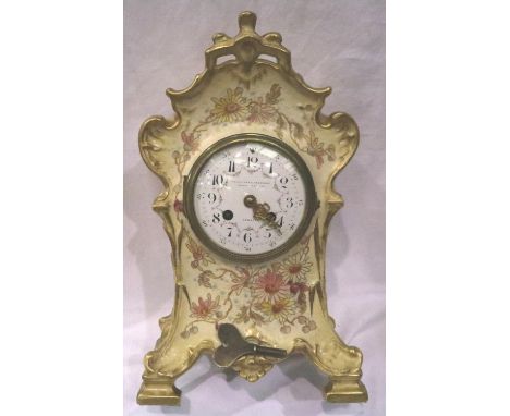Parkinson and Frodsham ceramic cased chiming clock with key, H: 35 cm. Not available for in-house P&amp;P, contact Paul O'Hea