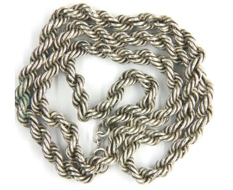 925 silver rope neck chain, L: 58 cm, 42g. P&amp;P Group 1 (£14+VAT for the first lot and £1+VAT for subsequent lots) 