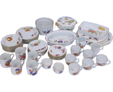 A Royal Worcester Evesham pattern part tea and dinner service, comprising large serving plate, two large cake plates, oval an