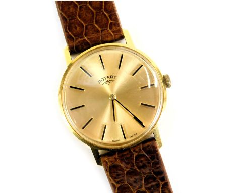 A Rotary gent's wristwatch, with a gold finish dial and stainless steel back, inscribed Presented to F E Sellers John Player 