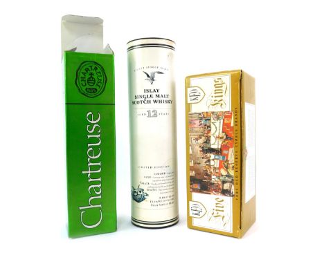 A bottle of Isley Single Malt Scotch Whisky, aged 12 years, boxed, together with a bottle of Chartreuse liqueur, boxed, and a