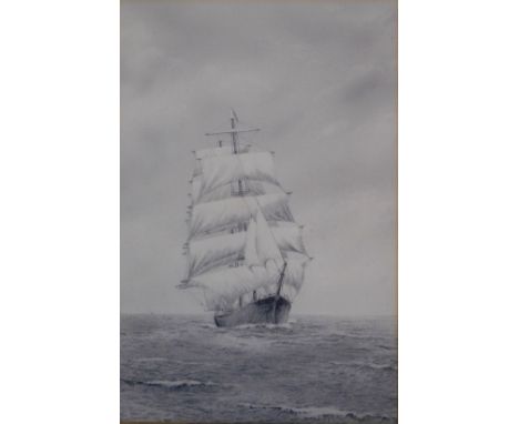 Late 19th/early 20thC School. Homeward Bound, a three masted sailing ship, pencil sketch, unsigned, 38cm x 25cm. 